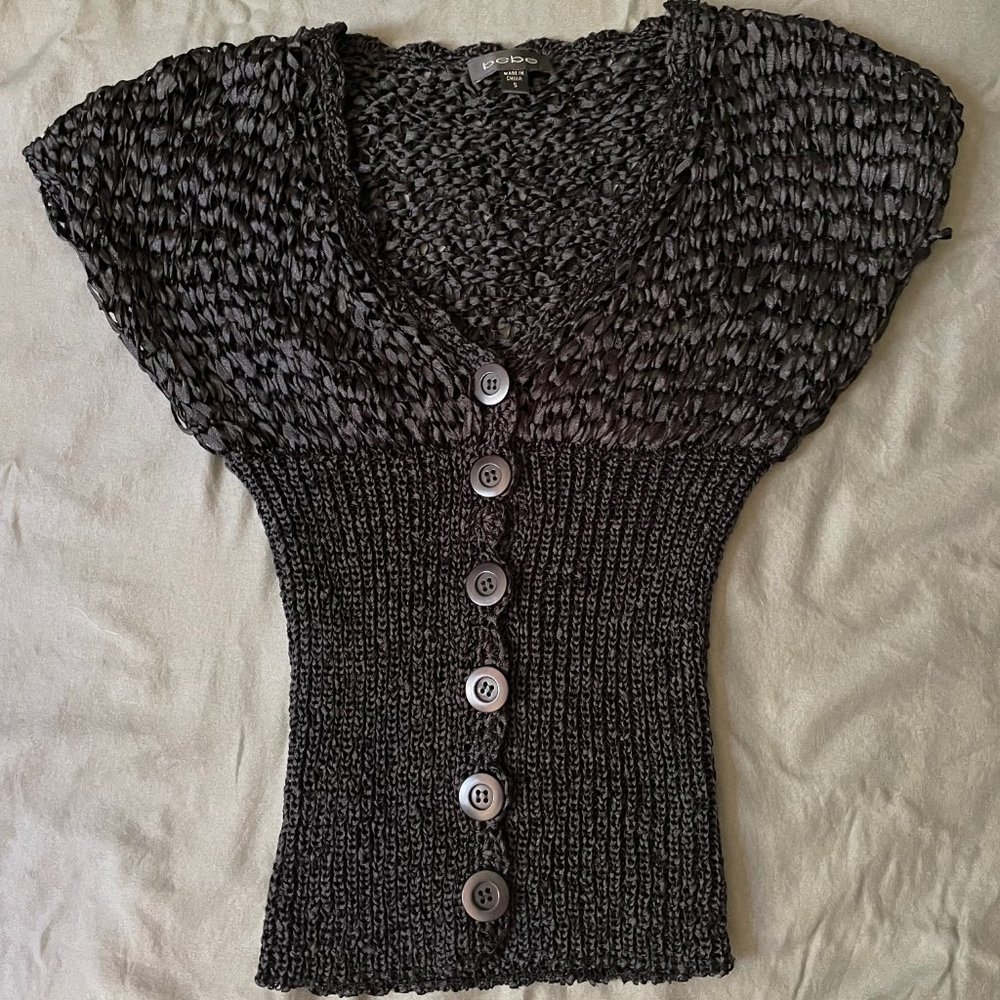 Bebe black woven womens top